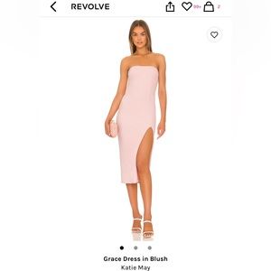 Katie May Blush Strapless Midi Dress with Thigh Slit